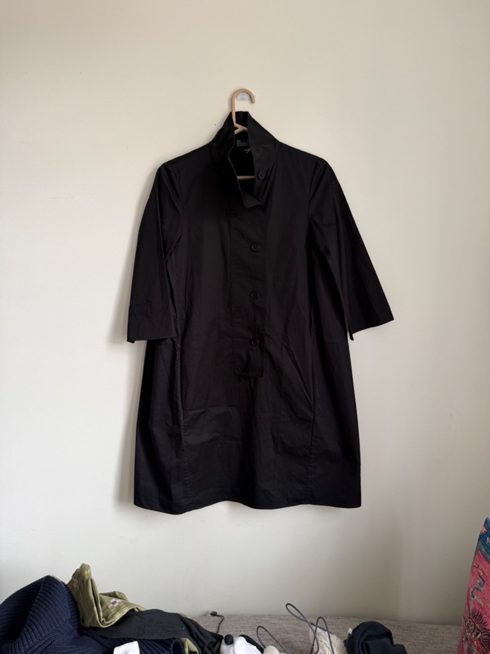 COS Black High-Collar Button-Front Dress